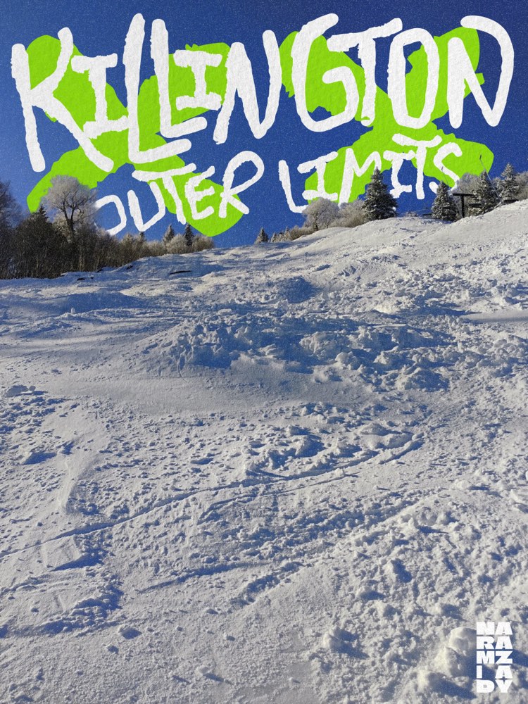 Outer Limits trail poster, mogul field in hand-painted type